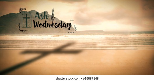 Easter message against mountain against sky at beach - Powered by Shutterstock