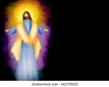 Easter Resurrection Religious Background - The Risen Lord Jesus Christ. Abstract Artistic Pastel Digital Painting Illustration.