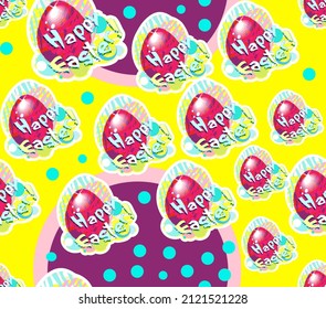 Easter seamless textures. Eggs and inscriptions. Sublimation design of a 20 oz glass.Easter eggs. A religious holiday. Packaging. A repeating pattern.Easter background.