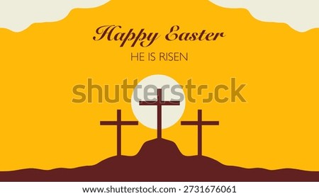 Easter theme background. Three crosses, about the crucifixion. Redeemer of mankind's sins. Happy Easter