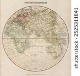 Eastern Hemisphere (1808) by C. Smith. World atlas map illustration. Vintage map art drawing illustration, old painting art print of world atlas in eastern hemisphere.