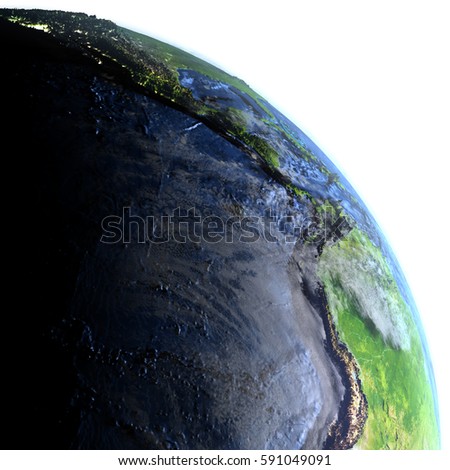 Eastern Pacific On 3 D Model Earth Stock Illustration