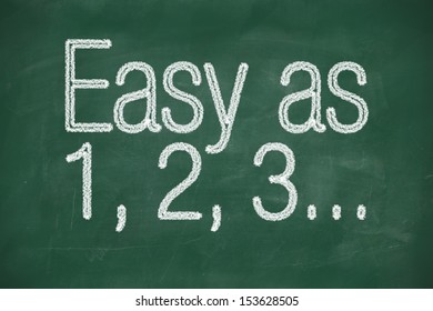 Easy As 1 2 3 Phrase Written On A Chalkboard