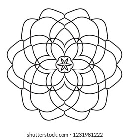 Easy Mandala Mandalas Flowers Coloring Pattern Stock Illustration ...