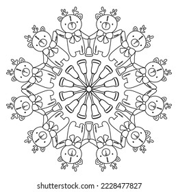 Easy mandala, Christmas, X'mas Theme, basic and simple mandalas Coloring Book for adults, seniors, and beginner. Digital drawing. - Powered by Shutterstock