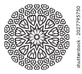 Easy mandala, circular flower pattern coloring page