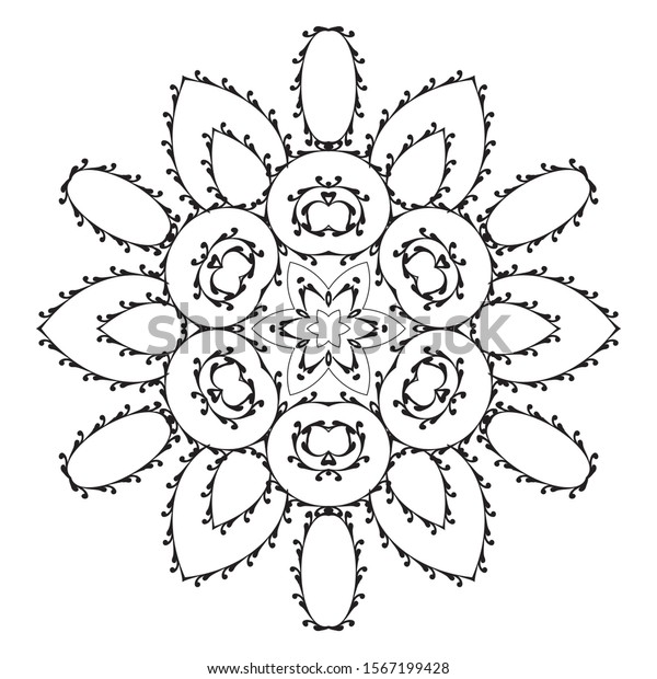 Easy Mandala Doodle Mandalas Coloring On Stok Illustrasyon 1567199428