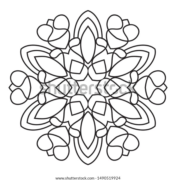 Easy Mandala Doodle Mandalas Flowers Coloring Stock