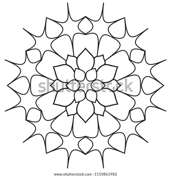 Easy Mandala Mandalas Flowers Coloring Stok Illustrasyon 1510861982