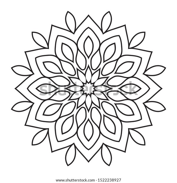 Easy Mandala Mandalas Flowers Coloring Page Stock