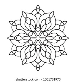 Easy Mandala Mandalas Flower Coloring Page Stock Illustration ...