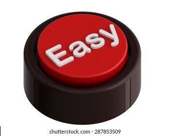 Easy Red 3D Button On White Background