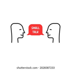 Easy Small Talk Between Two Persons. Concept Of Socialising In Society Or Casual Chatter. Flat Simple Style Trend Popup Logotype Graphic Design Isolated On White Background