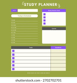 easy to use study planner template