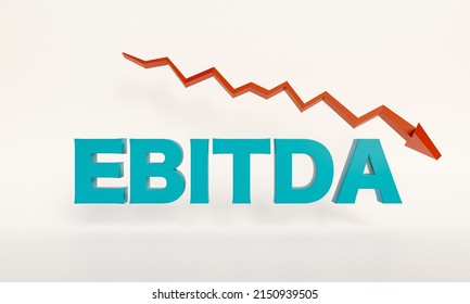 EBITDA (Earnings Before Interest, Taxes, Depreciation, and Amortization), chart declines. Corporate, balance sheet, earnings, tax, depreciation and amortizations concept. 3D illustration