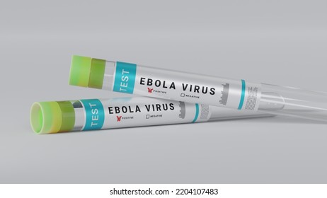 Ebola Virus Test Tube On Shiny Table Testing To Prevent Ebola Pandemic. 3D Rendering