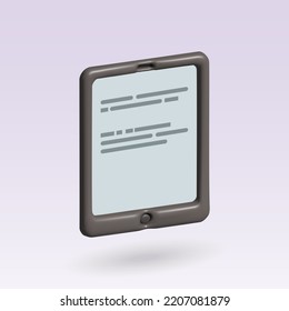 EBook Isolated 3d Icon. Tablet 3d Icon