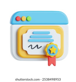 E-Certificate on Learning Management System 3D Icon - Powered by Shutterstock