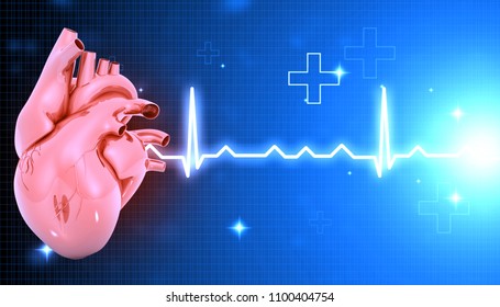 Ecg Graph Heart 3d Illustration Stock Illustration 1100404754 ...