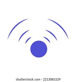 Echo Sonar Waves. Blue Radar Symbol On Sea And Ultrasonic Signal Reflection. Icon Detect And Scan Vibration Or Water. Round Pulsating Circle Wave System Illustration Concept