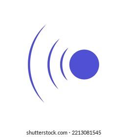 Echo Sonar Waves. Blue Radar Symbol On Sea And Ultrasonic Signal Reflection. Icon Detect And Scan Vibration Or Water. Round Pulsating Circle Wave System Illustration Concept