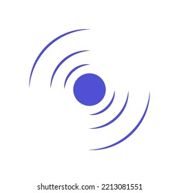 Echo Sonar Waves. Blue Radar Symbol On Sea And Ultrasonic Signal Reflection. Icon Detect And Scan Vibration Or Water. Round Pulsating Circle Wave System Illustration Concept