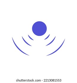 Echo Sonar Waves. Blue Radar Symbol On Sea And Ultrasonic Signal Reflection. Icon Detect And Scan Vibration Or Water. Round Pulsating Circle Wave System Illustration Concept