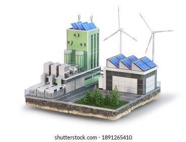 Eco Factory On Island Isolated On Stock Illustration 1891265410