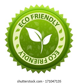 ECO Friendly 100 percent green label or symbol icon isolated on white background. Illustration