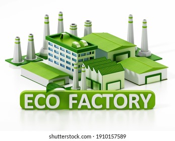 Eco Friendly Factory Compound Isolated On White Background. 3D Illustration.