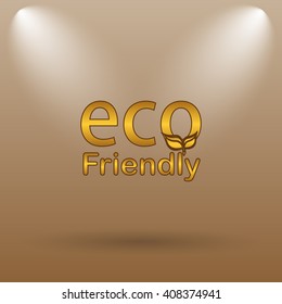 Eco Friendly icon. Internet button on brown background.