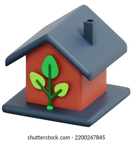 Eco House 3d Render Icon Illustration For Website, Application, Printing, Document, Poster Design, Etc.