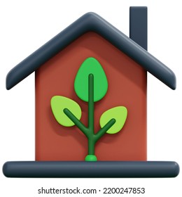 Eco House 3d Render Icon Illustration For Website, Application, Printing, Document, Poster Design, Etc.