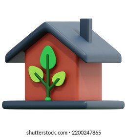 Eco House 3d Render Icon Illustration For Website, Application, Printing, Document, Poster Design, Etc.