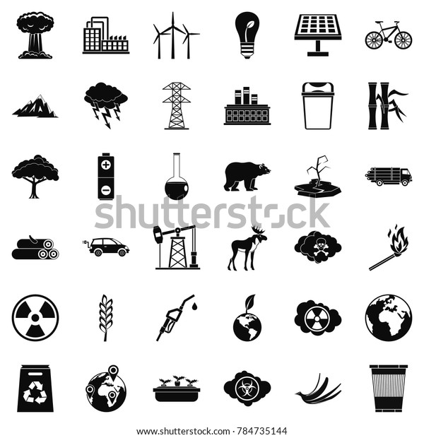 Eco icons set. Simple style of 36 eco  icons\
for web isolated on white\
background