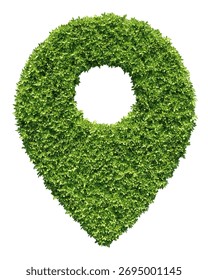 Eco location icon create from leaf, Concept of ecology environmentally friendly and help preserve nature with isolated on white background, 3D rendering illustration