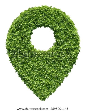 Eco location icon create from leaf, Concept of ecology environmentally friendly and help preserve nature with isolated on white background, 3D rendering illustration