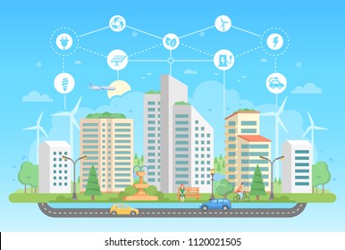 Green Sustainable City Ecology Environment Infographic Stock Vector ...