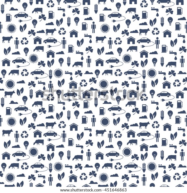 Ecological Seamless pattern. Monochrome wallpaper\
with eco\
icons
