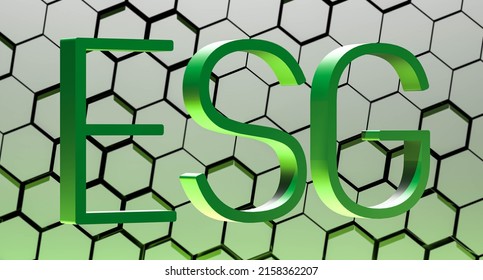 The Ecological Social And Corporate Governance Concept .ESG Green Word With Blurred Background.3D Render Illustration.