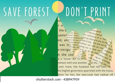 Ecology, Eco. Save Forest, Don't Print Concept