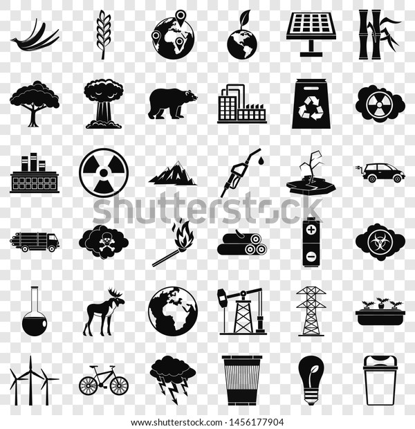 Ecology icons set. Simple style of 36 ecology\
icons for web for any\
design