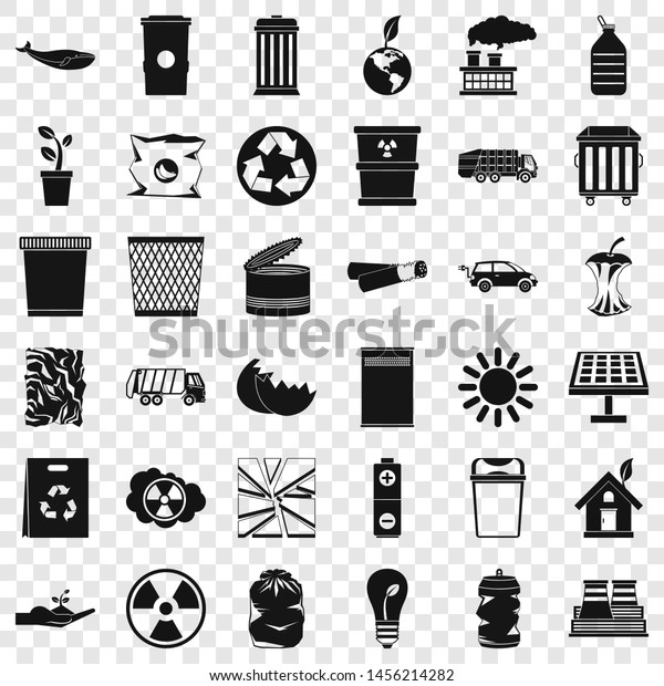 Ecology icons set. Simple style of 36 ecology\
icons for web for any\
design