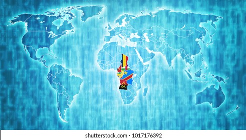 Economic Community Of Central African States Member Countries Flags On World Map With National Borders