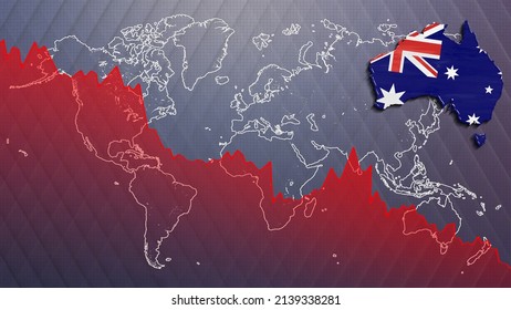 Economic Crisis Australia Map And Flag, Recession