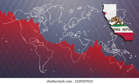 Economic Crisis California Map And Flag, Recession