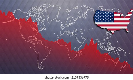 Economic Crisis United States Map And Flag, Recession