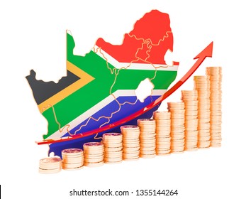 Economic Growth In South Africa Concept, 3D Rendering Isolated On White Background