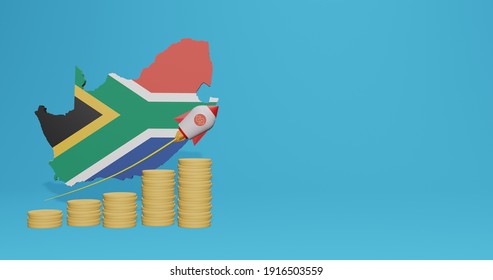 Economic Growth In South Africa For The Needs Of Tv, Social Media And Website Background Cover In 3d Rendering, Empty Space Can Be Used To Display Data, Numbers Or Infographics