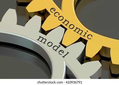 Economic Model Concept On The Gearwheels, 3D Rendering